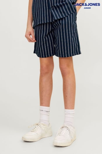 JACK & JONES JUNIOR Blue Stripe Seersucker Relaxed Summer Shorts (B89230) | £25