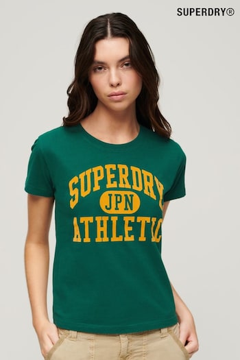 SUPERDRY Green SUPERDRY Varsity Flocked Fitted T-Shirt (B89232) | £27