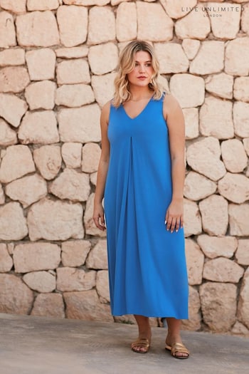 Live Unlimited Curve Blue Jersey Relaxed Midaxi Dress Vasse (B89235) | £55