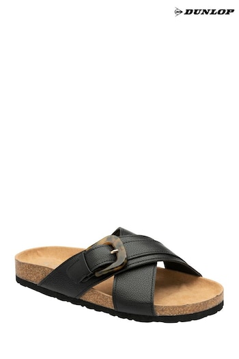 Dunlop Black Flat Mules Sandals (B89250) | £30