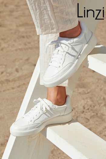 Linzi White Romie Two-Tone Lace-Up Trainers (B89287) | £35