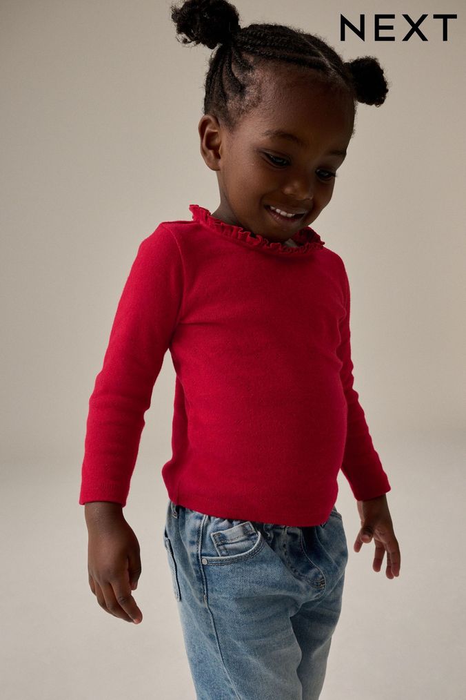 Girls red long sleeve top new arrivals