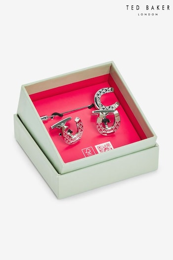 Ted Baker Lucki Horse Shoes Cufflink And Lapel Pin Gift Set (B89447) | £65