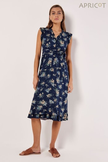 Apricot Blue Ditsy Floral Print Midi Dress (B89461) | £39