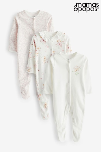 Stationery & Books Pink Watercolour Flowers Sleepsuits 3 Pack (B89491) | £22