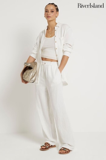 River Island White Double Faced Trousers (B89552) | £35