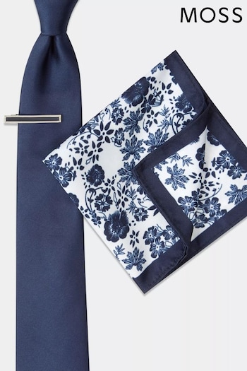 MOSS Blue Floral Tie (B89568) | £25