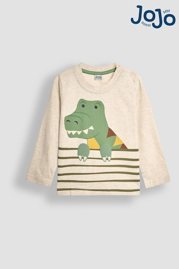 JoJo Maman Bébé Natural T-Rex Printed Top (B89575) | £14