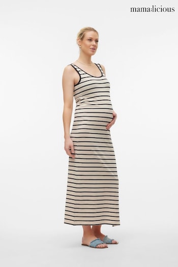 Mamalicious White Stripe Maxi Dress Brac (B89645) | £32