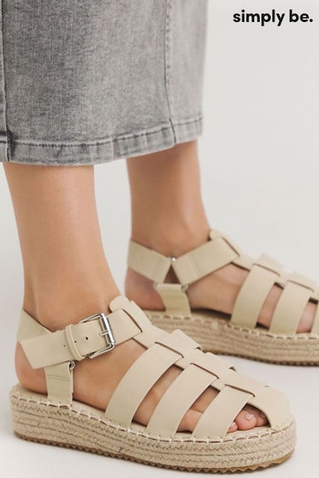 Simply Be Natural Fisherman Upper Espadrille Sandals Tatum In Extra Wide Fit (B89690) | £29
