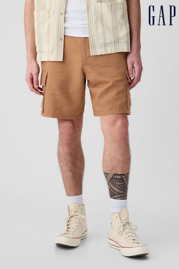 GAP Brown Linen Cotton Cargo Shorts (B90005) | £35