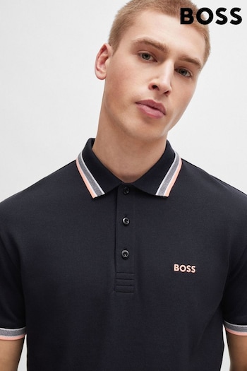 BOSS Black/Orange Tipping Paddy Polo Shirt (B90092) | £89