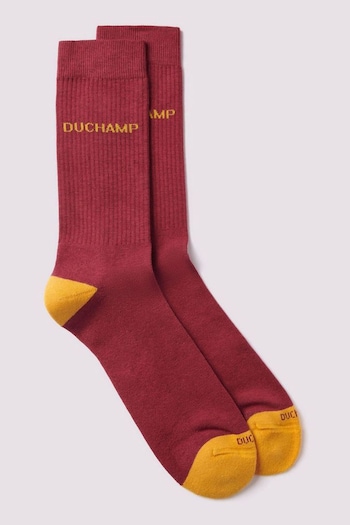 Duchamp Mens Red Heel Toe Ribbed Sports Socks 2 Pack (B90153) | £20