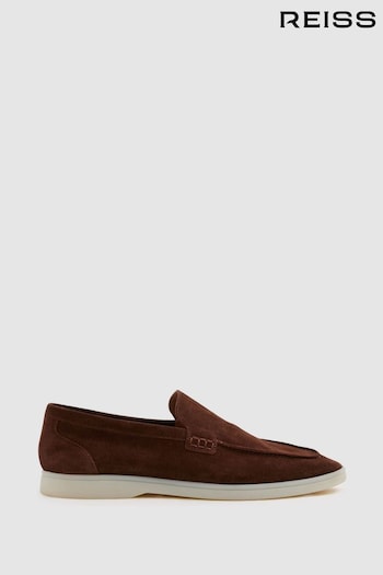 Reiss Dark Brown Kason Suede Slip-On Loafers (B90159) | £178