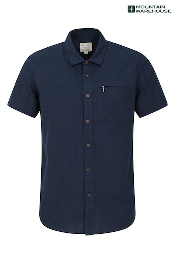 Mountain Warehouse Blue Mens Coconut Slub Texture Cotton Shirt (B90178) | £29
