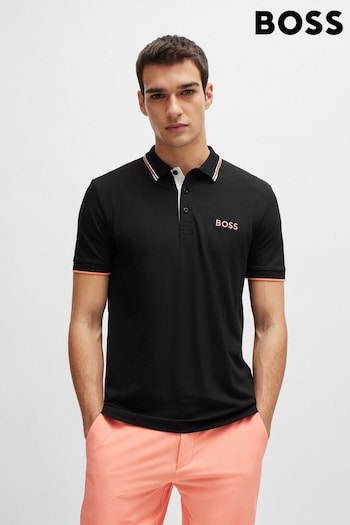 BOSS Grey Cotton-Blend Polo Shirt With Contrast Logos (B90260) | £99