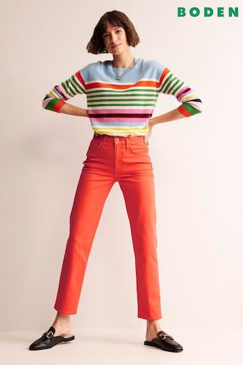 Boden Orange Mid Rise Slim Leg linen Jeans (B90315) | £85