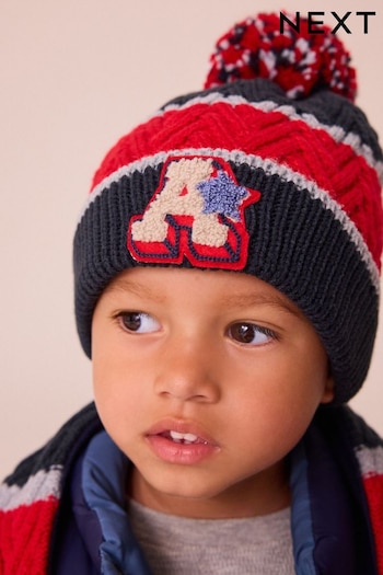 Red/Navy Varsity Stripe Hat, Scarf and Gloves Set (3-16yrs) (B90380) | £17 - £20