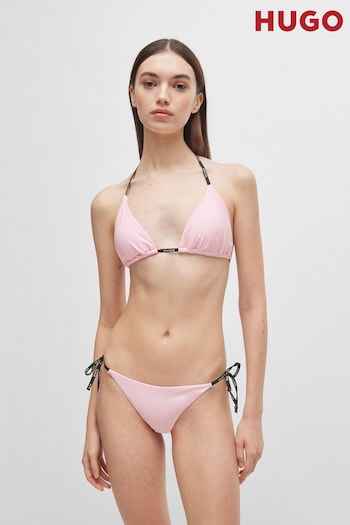 HUGO Pink Branded Strap Triangle Bikini Top With Logo Detail (B90394) | £45