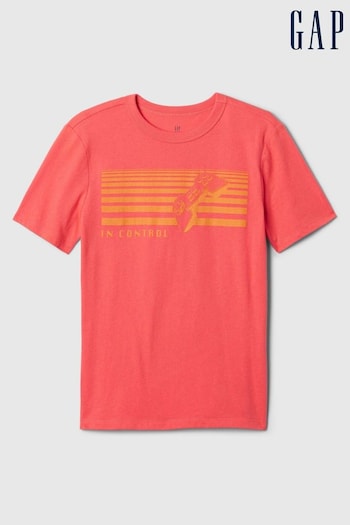 Gap Red Logo Graphic Short Sleeve Crew Neck T-Shirt (B90655) | £10
