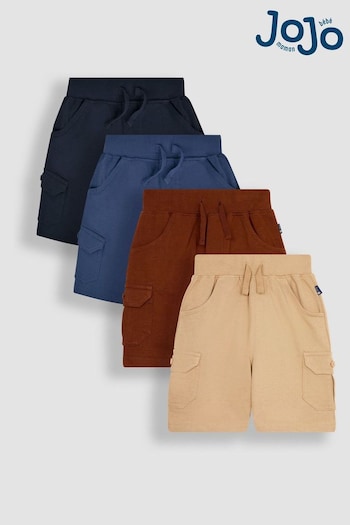 JoJo Maman Bébé Blue 4-Pack Jersey Cargo Shorts (B90972) | £29