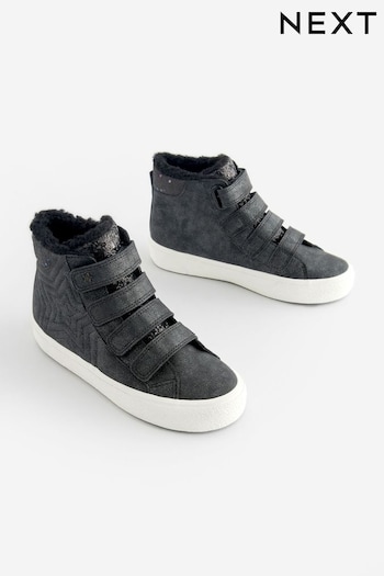 Black Wide Fit (G) High Top Trainer With Touch Close Fastening (B91027) | £26 - £33