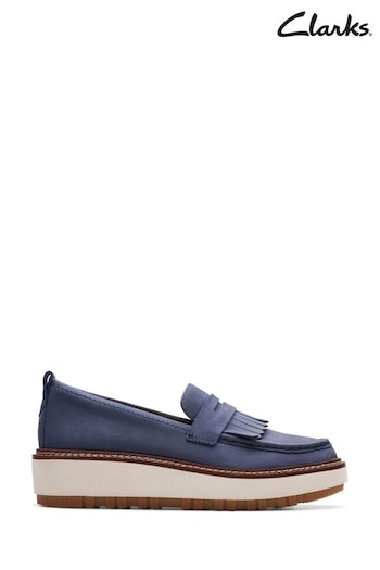 Clarks Blue Nubuck Orianna Loafers Sleeve Shoes (B91094) | £90