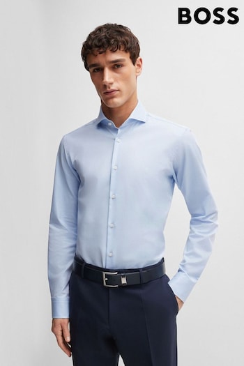 BOSS Blue Regular-Fit Shirt In Structured Easy-Iron Stretch Cotton (B91115) | £99