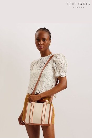 Ted Baker Natural Georjea Branded Webbing Canvas Small Tote Bag (B91180) | £110