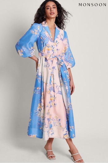 Monsoon Blue Adela Shirt camouflage-print Dress (B91209) | £125
