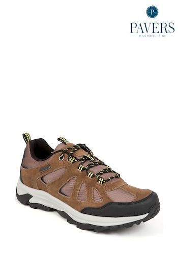 Pavers Leather Lace-Up Brown Trainers (B91247) | £49