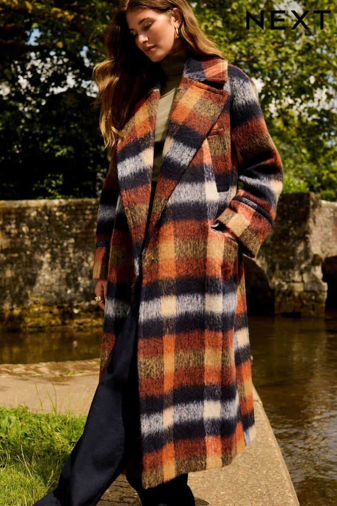 Next red check coat discount