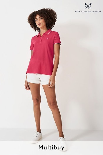 Crew Clothing Company Blush Pink Textured Cotton Polo Shirt (B91376) | £35