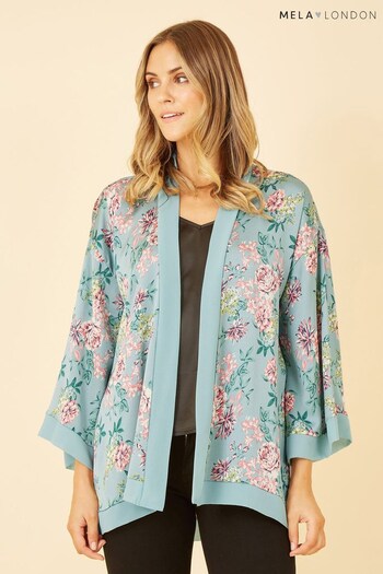 Mela Green Floral Satin Kimono Jacket (B91468) | £30