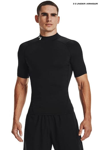 Under Armour Black Heat Geat Armour Mock Neck T-Shirt (B91510) | £0