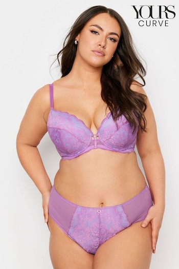 Yours Curve Purple Liza Lace Padded Bra (B91569) | £26