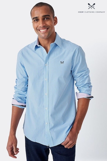 Crew The Clothing Company Blue Check Print Cotton Classic Shirt (B91601) | £57
