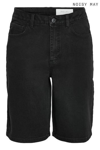 NOISY MAY Black Relaxed Fit Longer Length Denim Jort Shorts (B91613) | £26