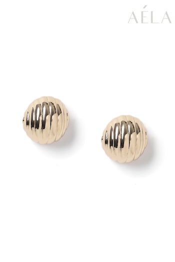 Aela Gold Tone Ridged Studs Earrings (B91631) | £12.50