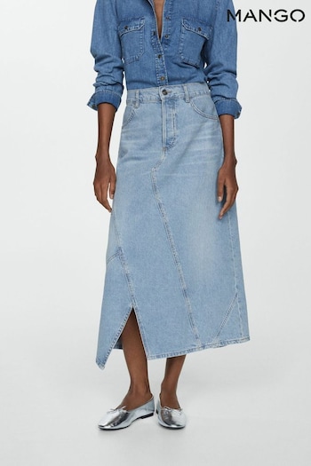 Mango Blue Denim Long Skirt (B91691) | £50