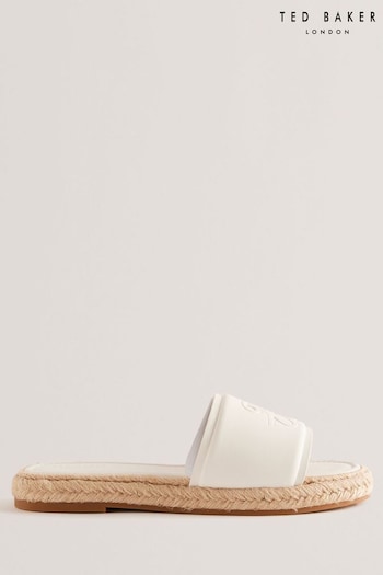Ted Baker White Portiya Flat Espadrilles Sandals With Signature Logo (B91733) | £95