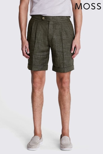 MOSS Khaki Green Linen Shorts (B91952) | £70