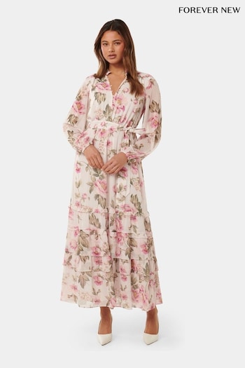 Forever New Pink Sonia Ruffle Midi Dress (B91965) | £110