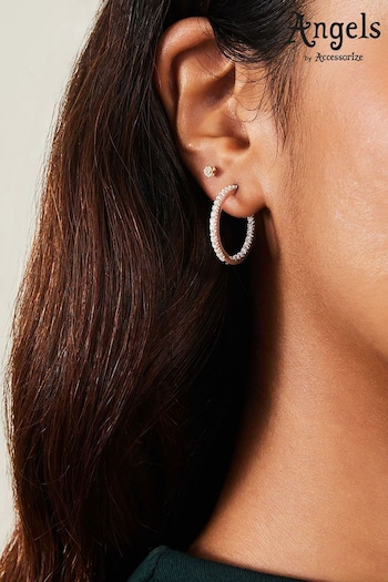 Accessorize Sterling Silver-Plated Sparkle Front and Back Hoops (B91990) | £18