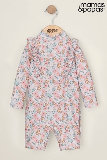 Mamas & Papas Pink Jardin Floral Print Short Sleeve Rash Suit (B92023) | £20