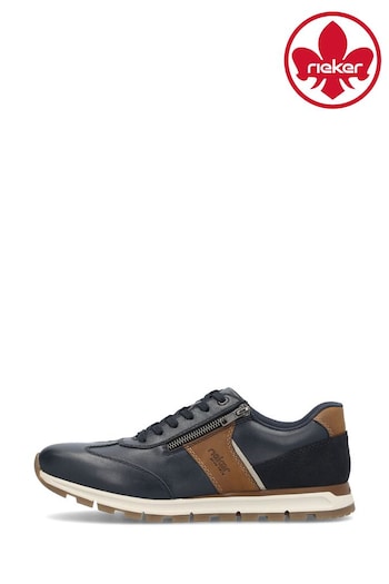 Rieker Mens Blue Zipper Grain Shoes (B92037) | £85