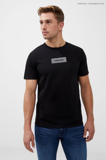 French Connection Organic Repeat Logo Graphic Black T-Shirt (B92108) | £25