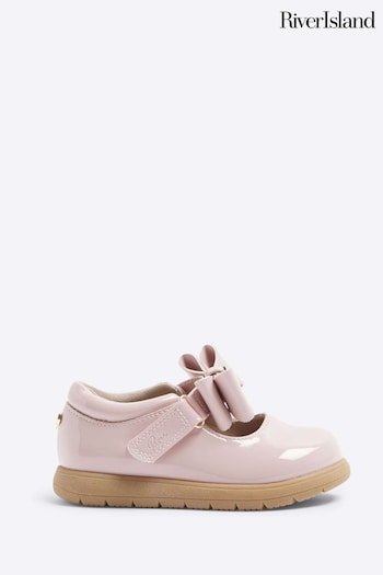 River Island Pink Girls Patent Bow Mary Jane Shoes (B92209) | £22