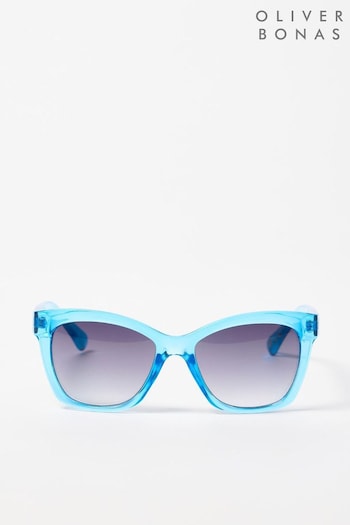 Oliver Bonas Crystal Blue Square Sunglasses Square (B92491) | £26