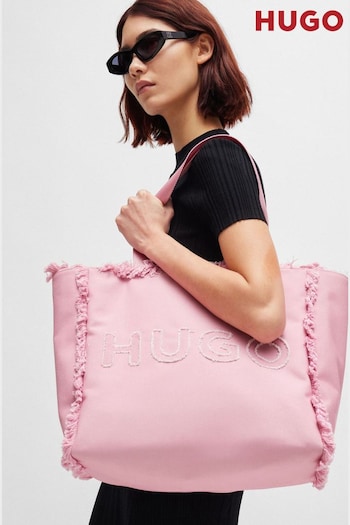 HUGO Pink Logo Tote Bag With Fringe Detailing (B92503) | £99